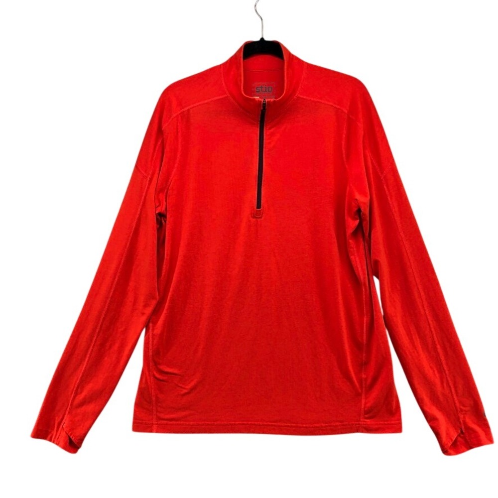 Stio Quarter Zip Pullover Mens Large Red Long Sleeve Performance 200069